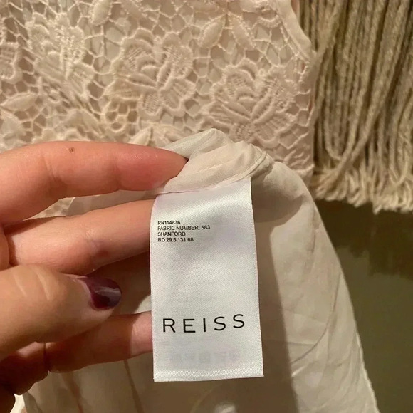 REISS SHANFORD SUGAR LACE LIGHT PINK DRESS SIZE 0 - Picture 8 of 11